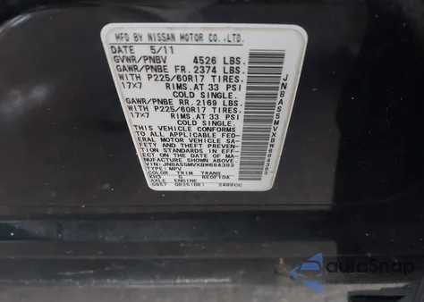 2011 Nissan Rogue Sv from USA, damaged, VIN JN8AS5MVXBW684383
